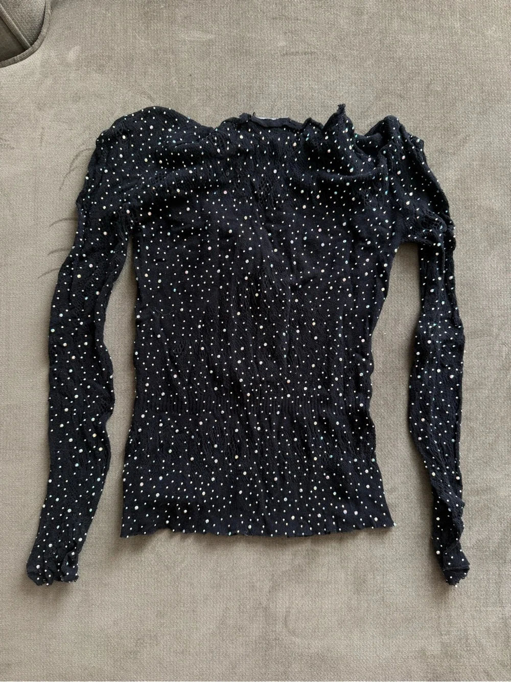 ZARA limitless contour collection Sheer Lace Top with Rhinestones